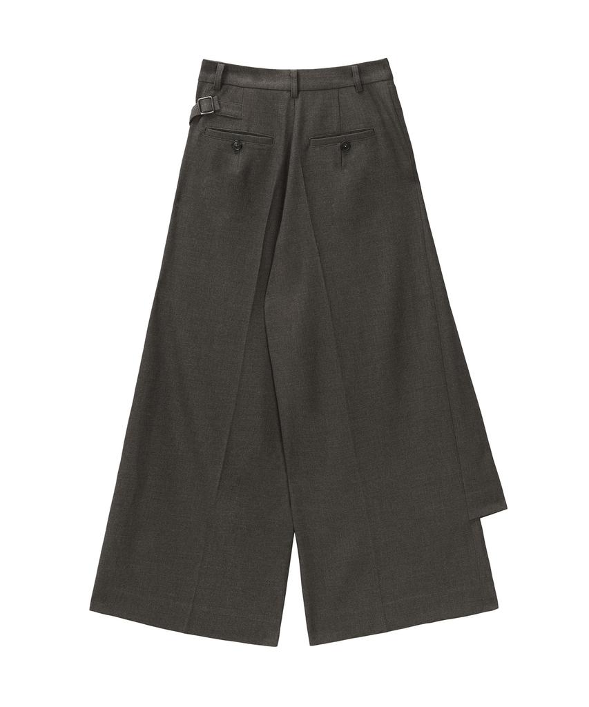 Teulimingbeodeu Side Buckle Wrap Skirt Pants [ Brown ]