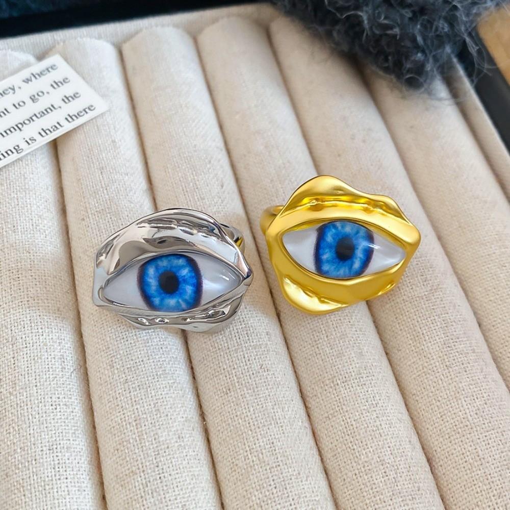 Vintage Devil's Eye Ring Pleated Devil's Eye Opening Finger Ring Delicate Glaze Luxury Ring Girls