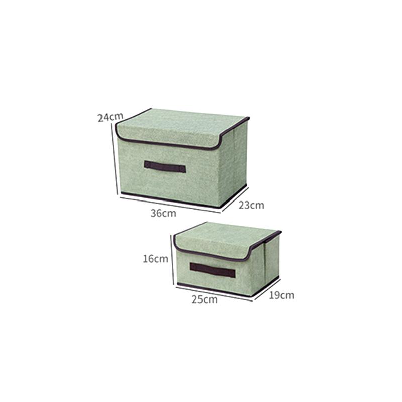 Linen-Like Fabric Storage Box Foldable Storage Box For Books And Toys Dustproof Storage Box With Lid