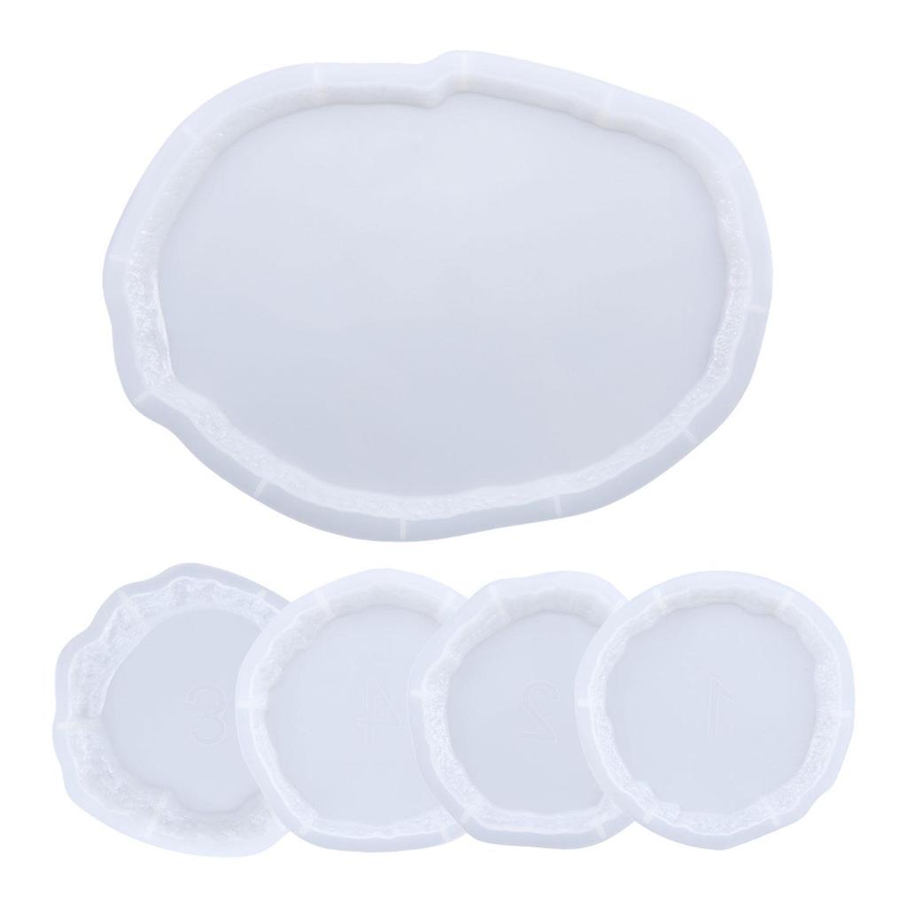 Resin Coaster Mold | 5 PCS Upgraded Coaster Resin Molds Silicone Mold | Reusable Epoxy Resin Molds