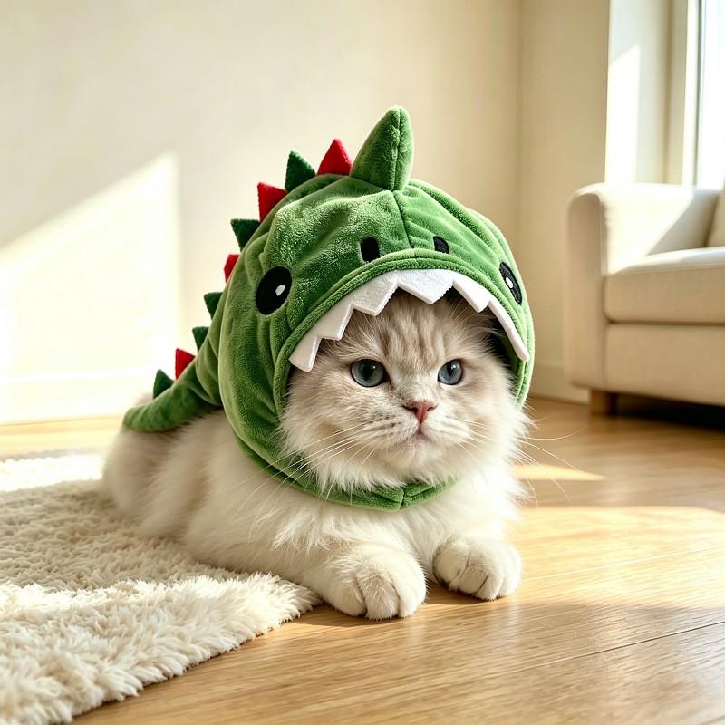 Süßer Dinosaurier-Katzen-Kostümhut - Cartoon-Tierkopfschmuck Haustier-Verkleidungs-Party-Fotografie-Accessoire