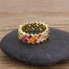 Nidin New Geometric Luxury Boho Rainbow Copper Cubic Zirconia Ring For Women Charm Crystal Rings Fine Party Wedding Jewelry