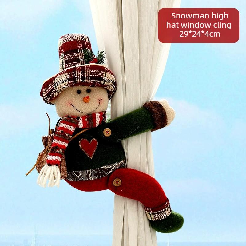 Santa Claus Curtain Decoration Dolls Christmas Plush Curtain Buckles Window Decorations Suitable for Christmas Party Gifts