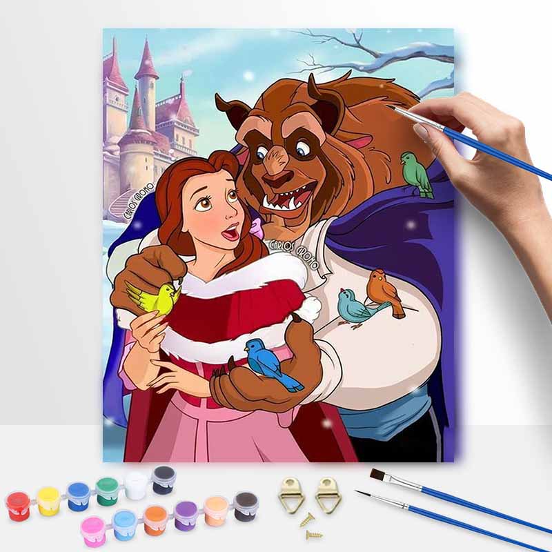 Disney Beauty Beast Oil Painting Kit Canvas DIY Home Decor Gift 128 characters 20x30cm