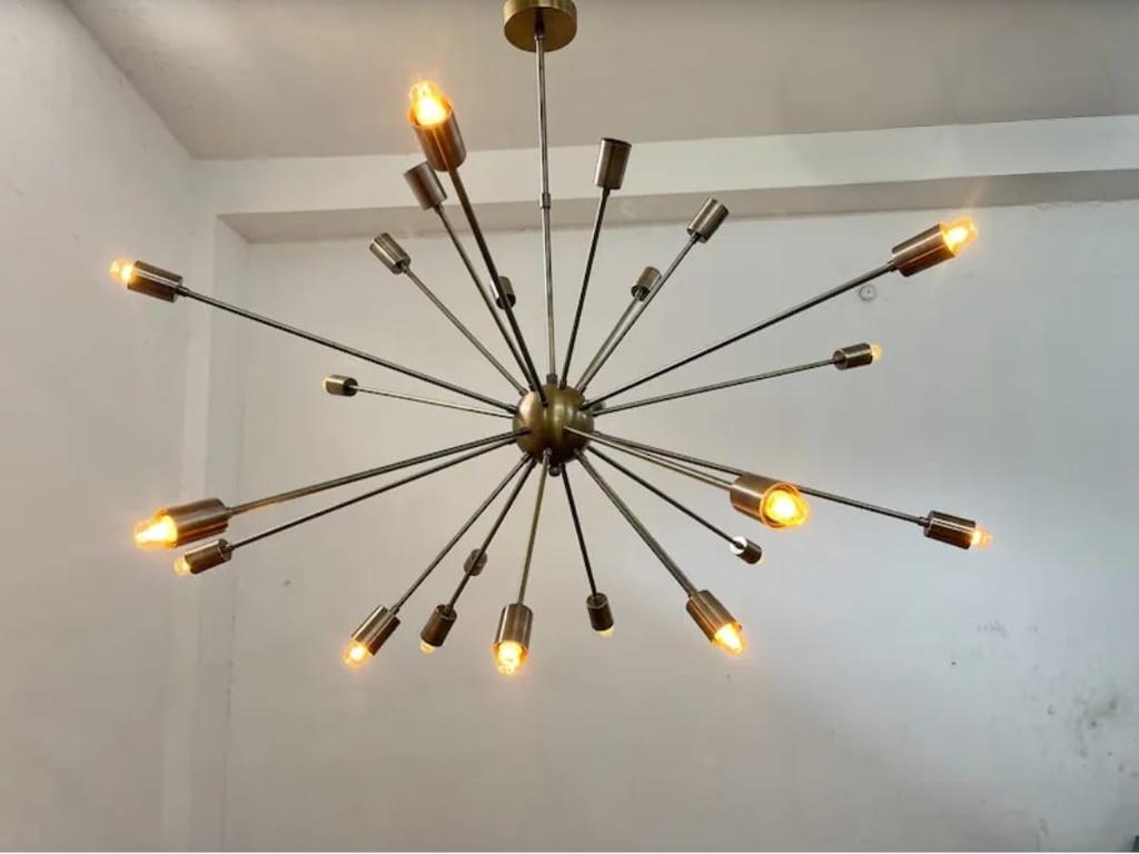 24 Light Elegant Ceiling Flush mount light Pendant Mid Century Modern Raw Brass Sputnik chandelier light Fixture