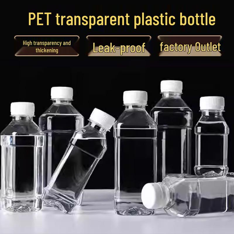 Disposable Transparent Plastic Bottle with Lid - Half Jin Size, Food-Grade for Mineral Water or Juice