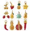 Cartoon Oil Dripping Fruit Diy Pineapple Pendant Stainless Steel Gold-Plated Dopamine Accessories