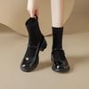 Augustine Black Socks Boots Women's 2025 New Autumn French Thick Heel Thick Sole Elastic Thin Boots Mary Jane Shoes
