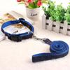 Denim-Stitched Dog Harness and Leash Set with Collar