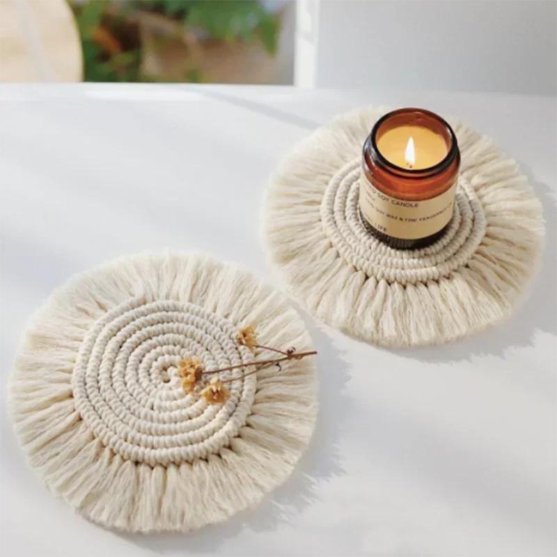 Cotton Braid Cup Coaster Coffee Coasters Tea Coaster Coasters for Glasses Coaster Set Sublimation Blanks Coffee Tables Decor