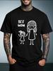 Unisexs Summer White Short Sleeve T Shirt Fashion Casual Top Best Mom Stick Figure Print Crew Neck Loose Daily Holiday Gift Tee