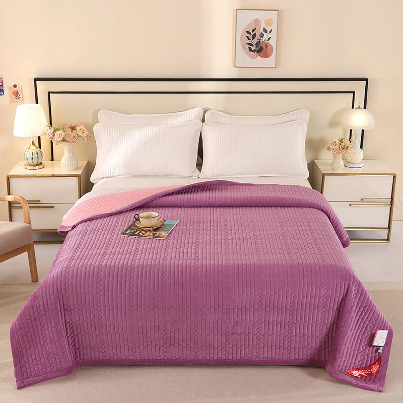 

2025 new milk fleece right-angle single bed cover pure cotton thickened quilted cotton padded non-slip tatami bed cover 150x230cm 1pcs фиолетовый