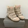 Scarpe da donna autunnali in velcro con zeppa, abbinamento di colori, scarpe sportive casual, scarpe alte in pelle