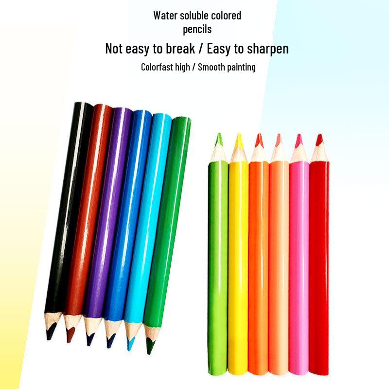 12-Color Thick Round Colored Pencils for Children's Drawing