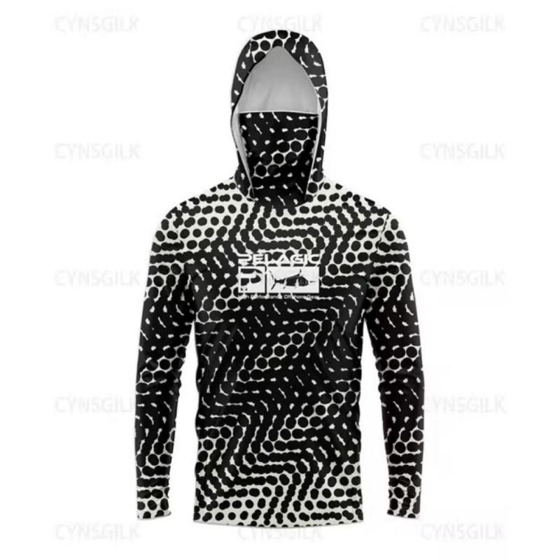 Mens Quick-Dry UV Protection Fishing Shirt With Hood Long Sleeve Sunproof Outdoor Sport Top