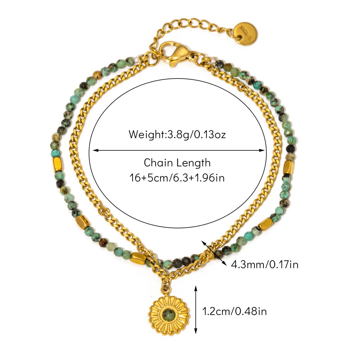 

Высококачественный богемный браслет из натурального камня с двойным слоем из титановой стали для женщин 18K