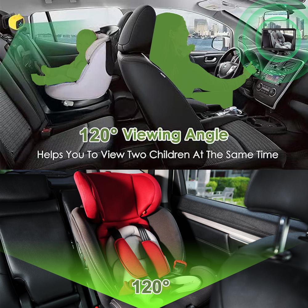 Car Baby Mirror Adjustable 170° Wide Angle 7in Car Rear Seat Baby Child Safety Mirror Monitor Rotatable Interior Rearview Mirror