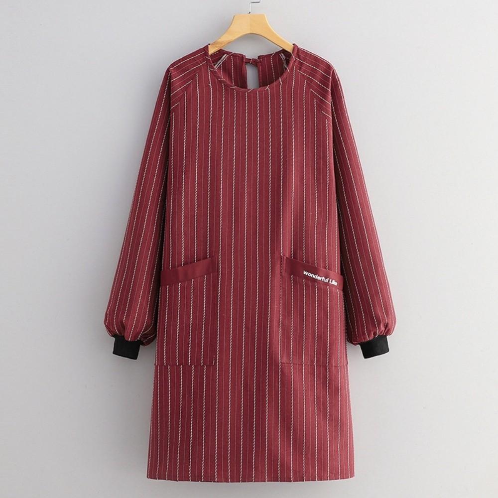 Stain Resistant Long Sleeve Apron Polyester Cotton Working Clothes Kitchen Cover Up  Kitchen Use