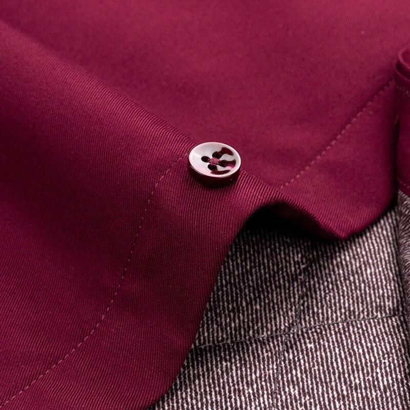 FIRS Wool Lined Warm Shirt Men Pure Cotton Wrinkle-Free Thickened Business Shirt Red Warm 40