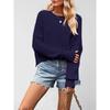 MGHR Women's Fashion Casual Solid Color Print Autumn Winter Long Sleeve  Loose Sweaters
