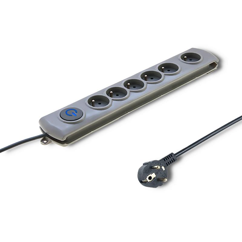 Qoltec Quick Switch surge protector power strip | 6 sockets | 3m | gray