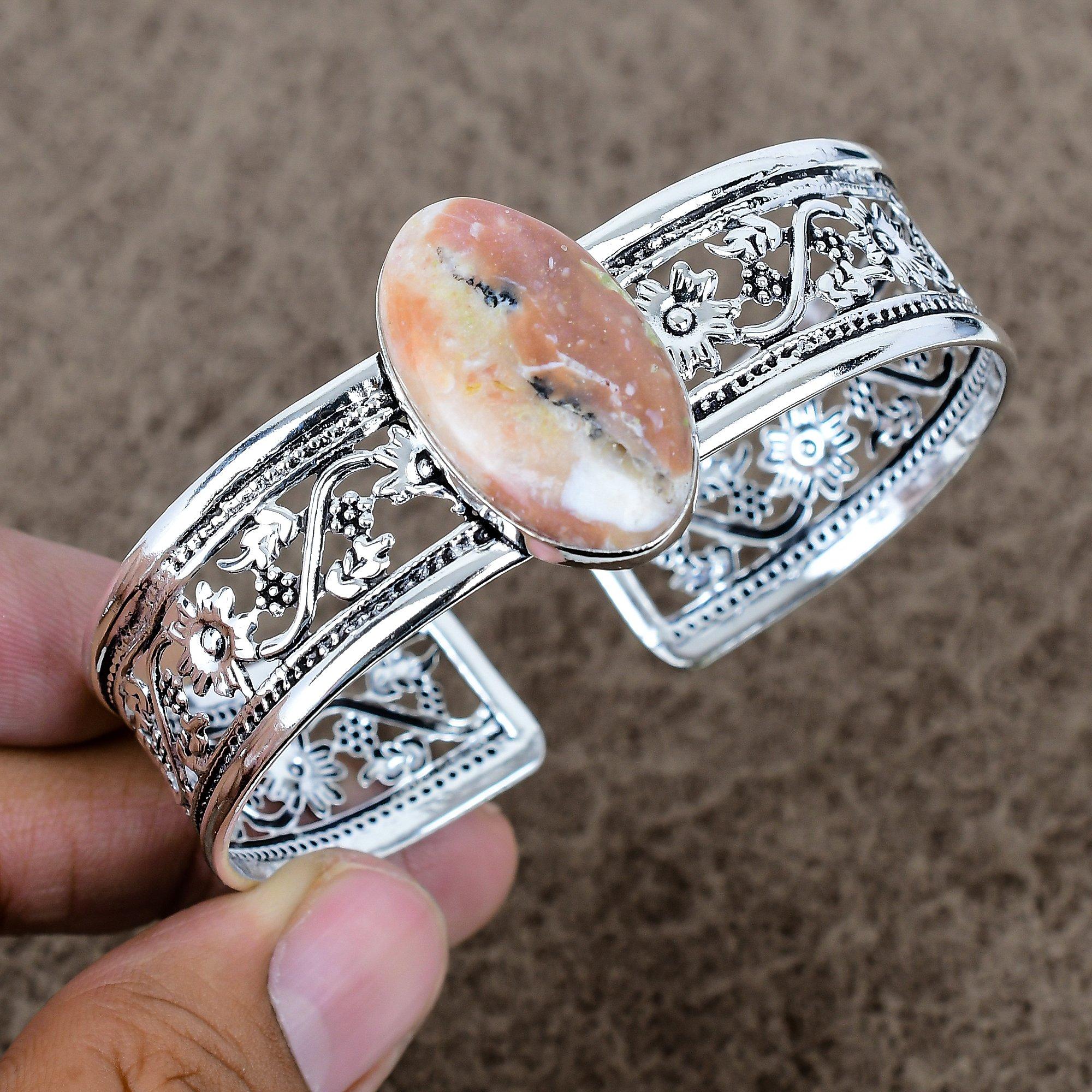 

Sunstone Gemstone Handmade 925 Sterling Silver Cuff Bangle Adjustable KKG-776