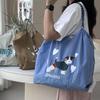2024 Japanese-Style Cute Dog Embroidered Nylon Eco-Friendly Shoulder Shopping Bag