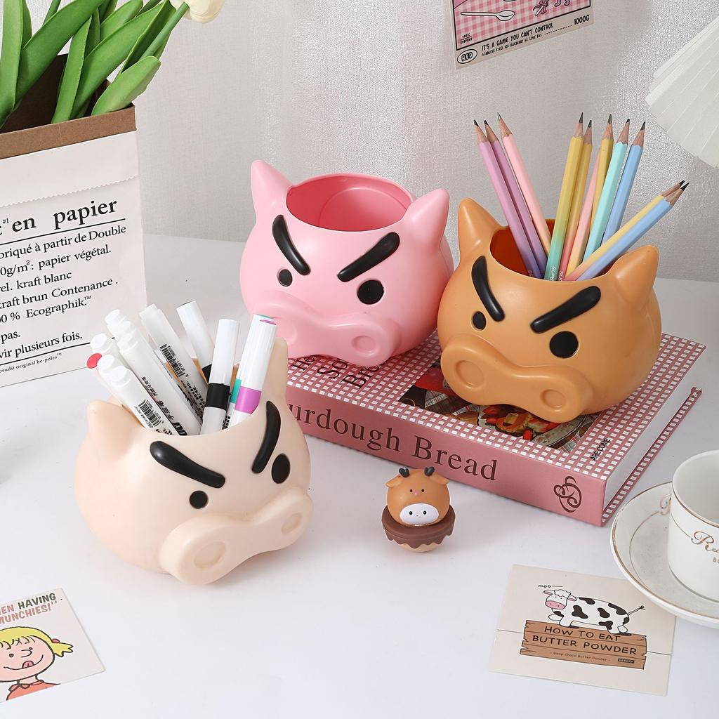 Cartoon Dresser, Makeup Organizer, Storage Bucket, Lipstick, Eyebrow Pencil, Loose Powder Brush, Makeup Tool, Pen Holder.