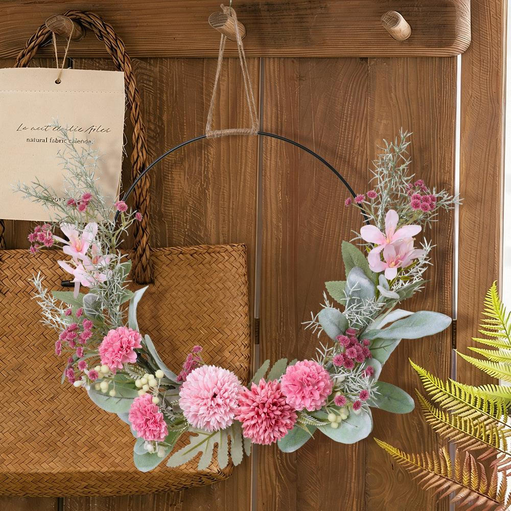 

Hydrangea Hoop Wreath Artificial Floral Simulated Wedding for Fireplace Balcony Hotel