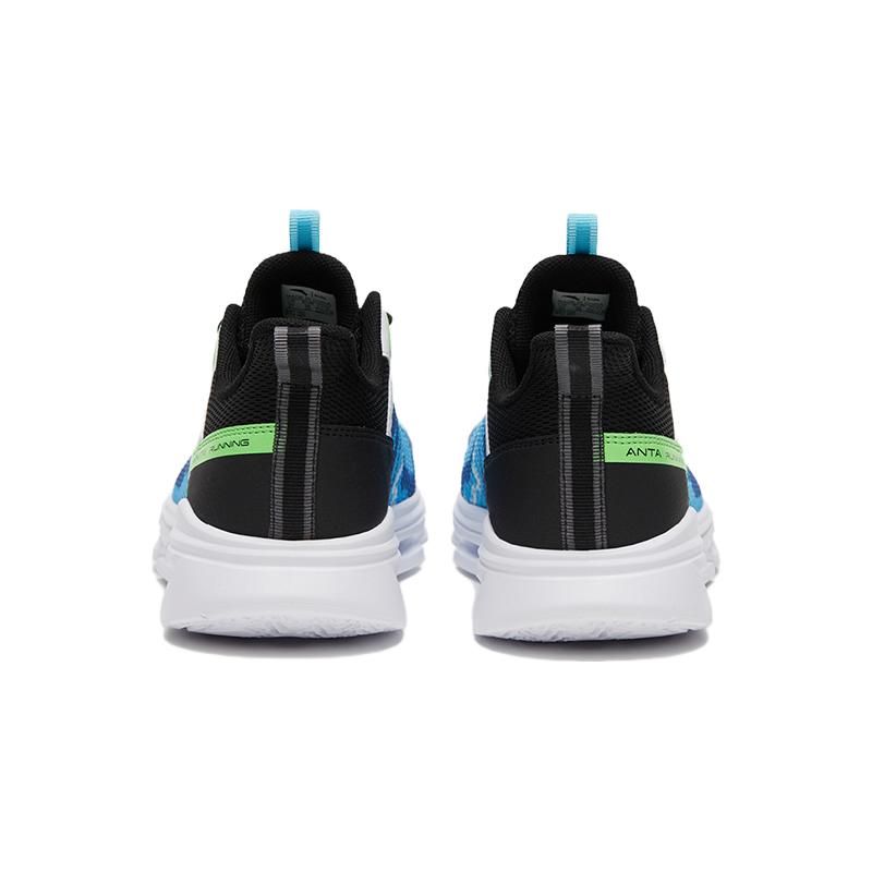Anta Lace-Up Mesh Durable Breathable Low-Top Running Shoes Kids Sneaker Black White Blue 312325531-5