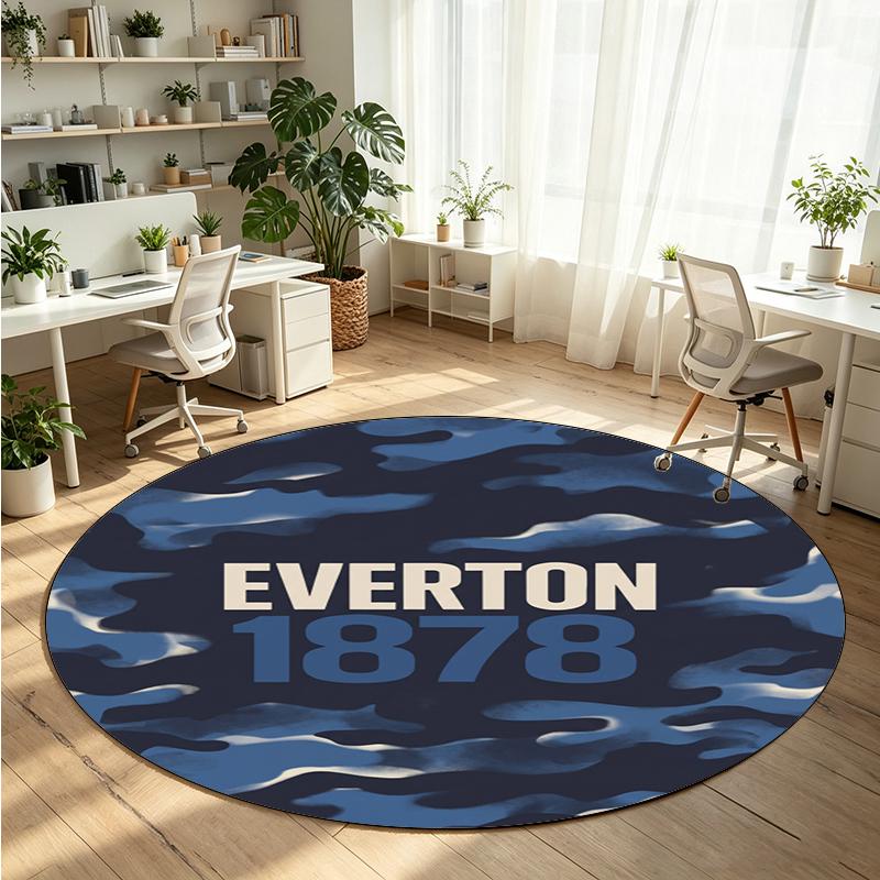 Everton Football Printed Round Crystal Velvet Rug Soft Non Slip Floor Carpet For Bedroom Holiday Gift