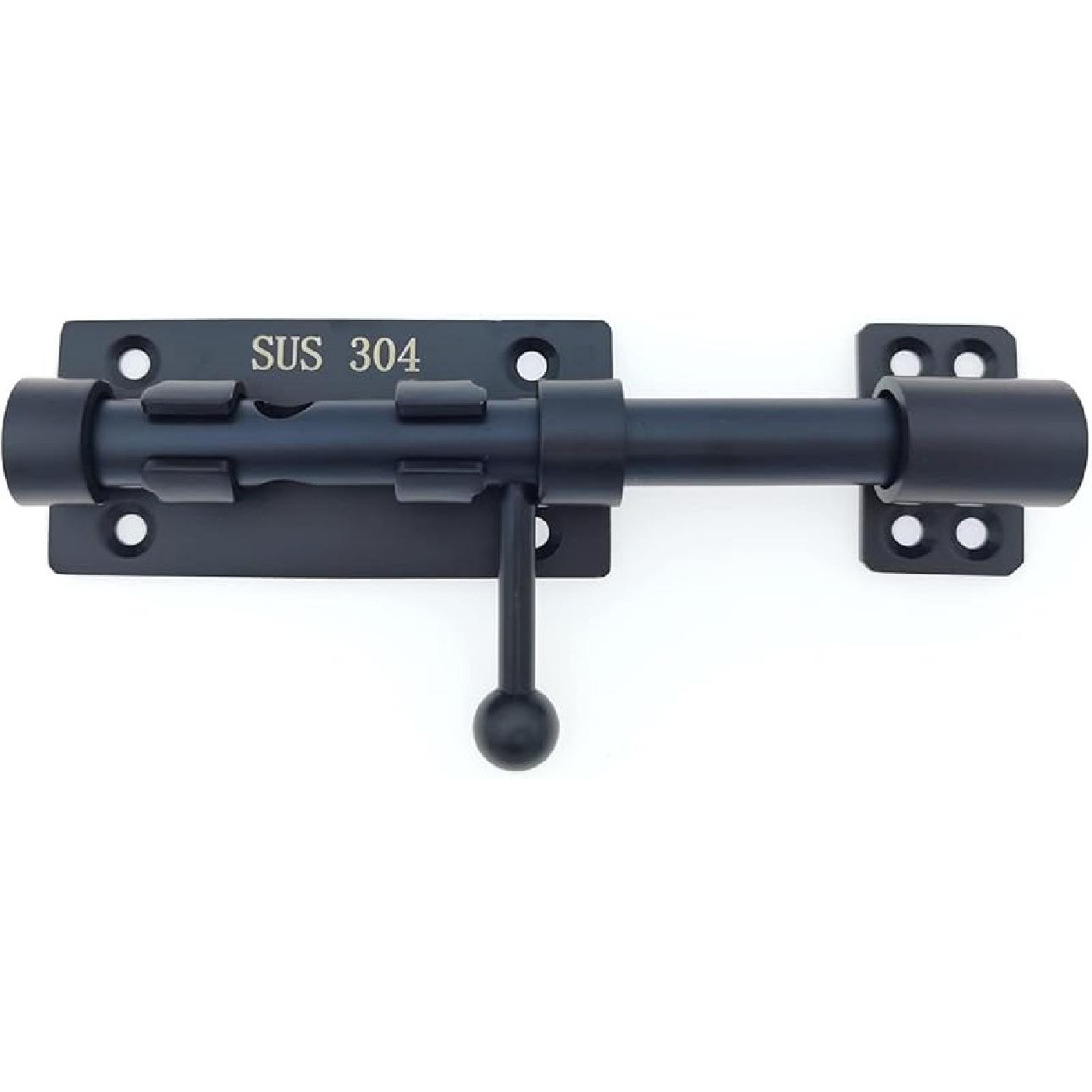 12in Slide Bolt Gate Latch 304 Stainless Steel Barrel Bolt Latch Heavy Duty Door Security Lock Thickened Door Latches Hardware with Mounting Screws 6in Black