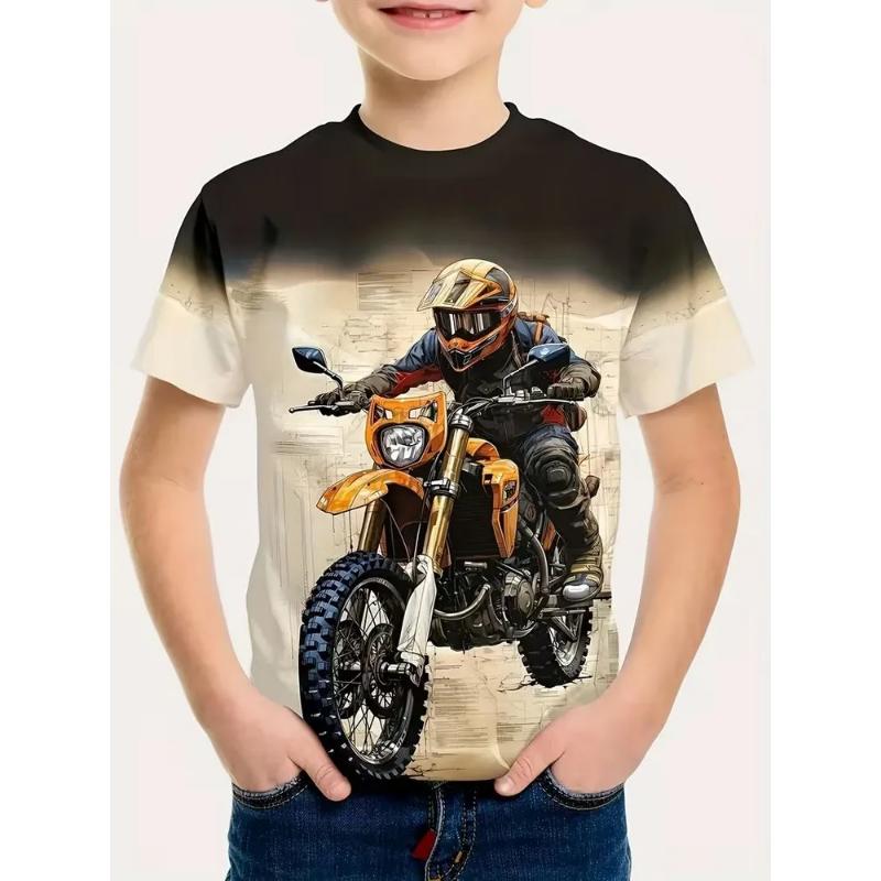 Fashion Children's Clothing Crew Neck Short Sleeve 3D Casual Color Printing Casual Short Sleeve Crew Neck T-Shirt