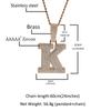 THE BLING KING Big Bold Single Letter Pendant Initial Letter A-Z Micro Paved Out 5A Cubic Zirconia Charm Necklace Hiphop Jewelry
