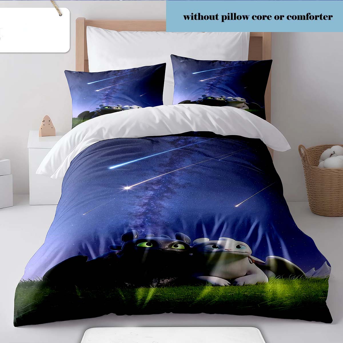 Black Dragon Duvet Cover Set Fantasy Fire Dragon Print Bedding Quilt Cover Pillowcase -QJY 135x200cm