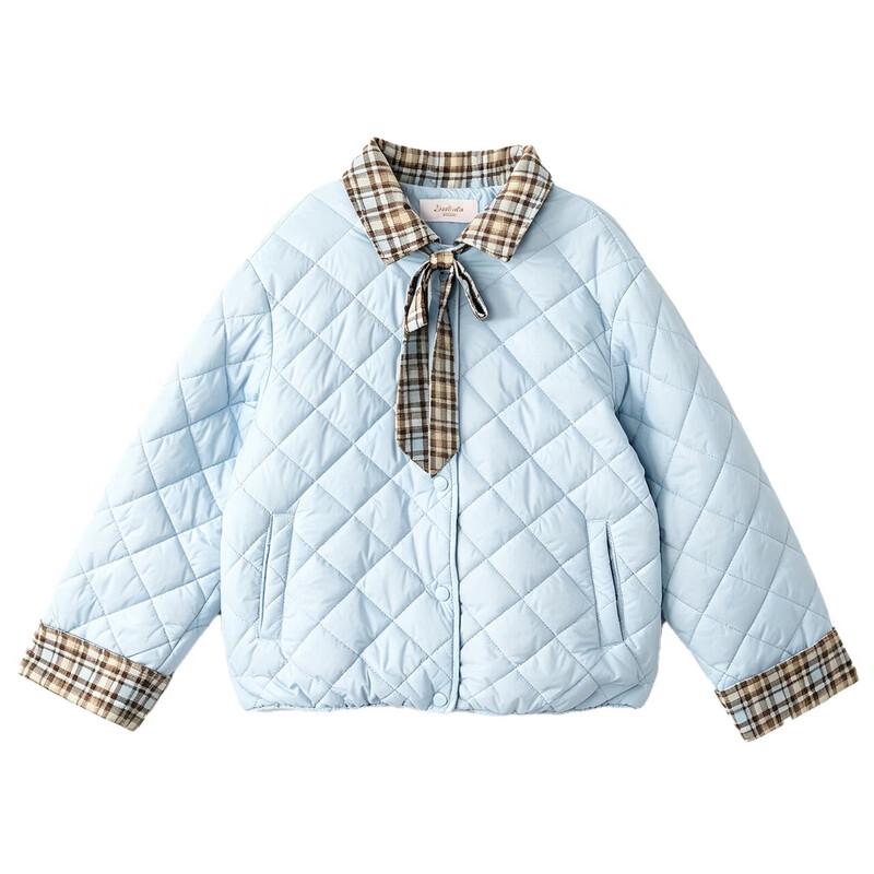 DEESHA Girls' Plaid Splicing Padded Jacket