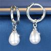 Pendientes de Aro con Piedra Blanca Perla Gota de Agua Vintage Moda Color Oro Plata Boda Para Mujeres
