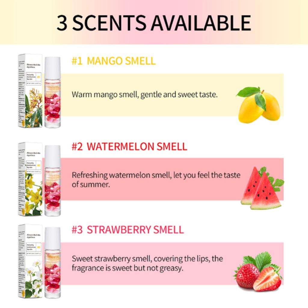 1Pc Sweet Scented Roll-On Lip Gloss, Smooth Rolling Ball Design for Moisturizing Lip Care, Non-Sticky Shine Daily Hydrating Lip Gloss