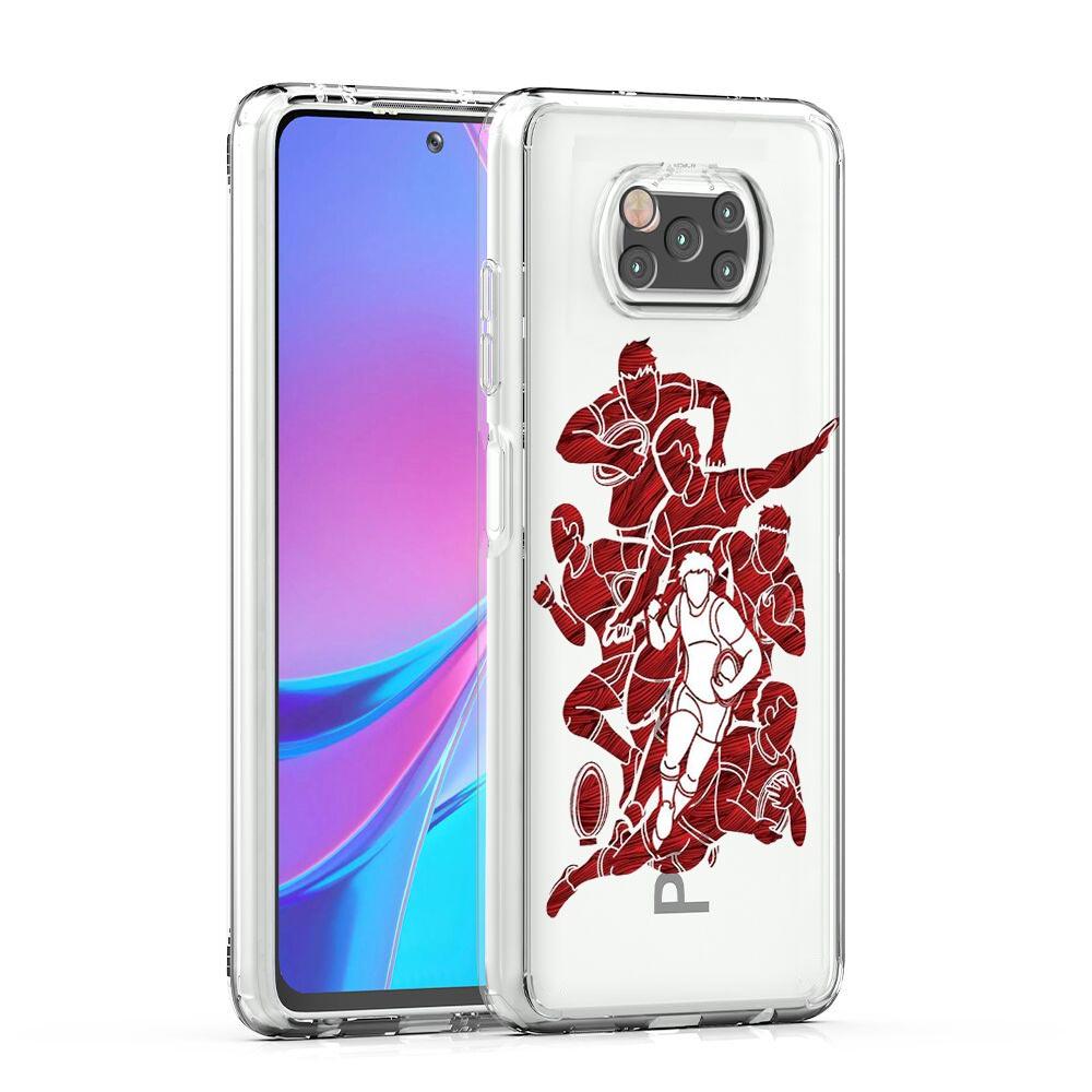 

Phone Case For Xiaomi Poco X6 X5 NFC X3 F6 F5 Pro F4 F3 M3 14 13T 12T 12 13 Lite 11 5G Clear Cover Rugby Ball Poco X5 Pro