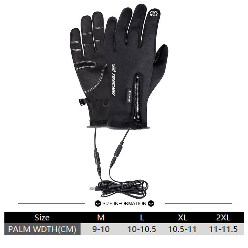 Winter Warm Gloves USB Touch Screen Gloves Heated Motorcycle Gloves Anti-Slip Glove for Cycling Running Driving Hiking Walking