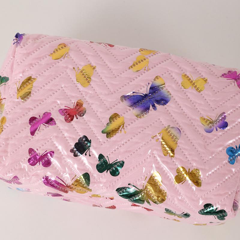 Süßes Schmetterlingsmuster Aufgedruckte Tragbare Aufbewahrungstasche Kosmetiktasche Damen Kulturtasche Schulbedarf Aufbewahrungstasche