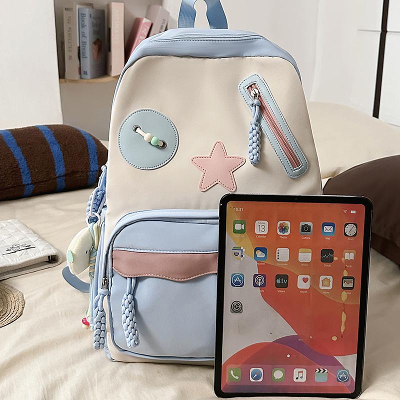 Color Block Student Schoolbag Large Capacity Backpack Women's Travel Backpack