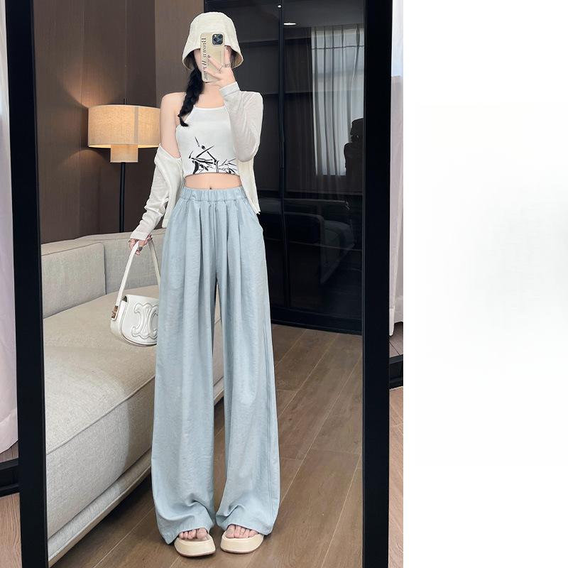 Bílé kalhoty Dámské Letní Nové Malé s vysokým pasem Široké nohavice