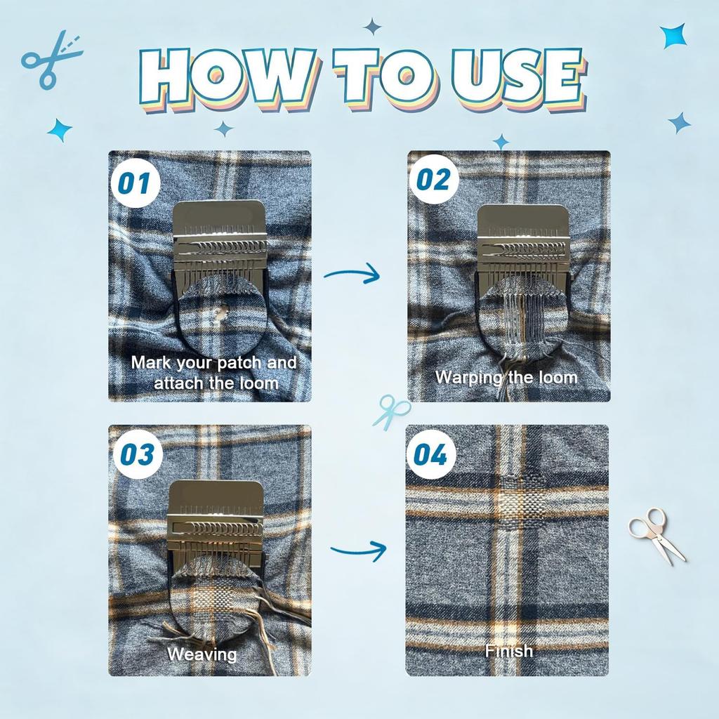 TGYW Kit de Parche Tejido de 14 Ganchos PatchMaker, Telar de Zurcido Portátil para Principiantes, Kit Knitpatch para Reparar Agujeros en Calcetines, Ropa