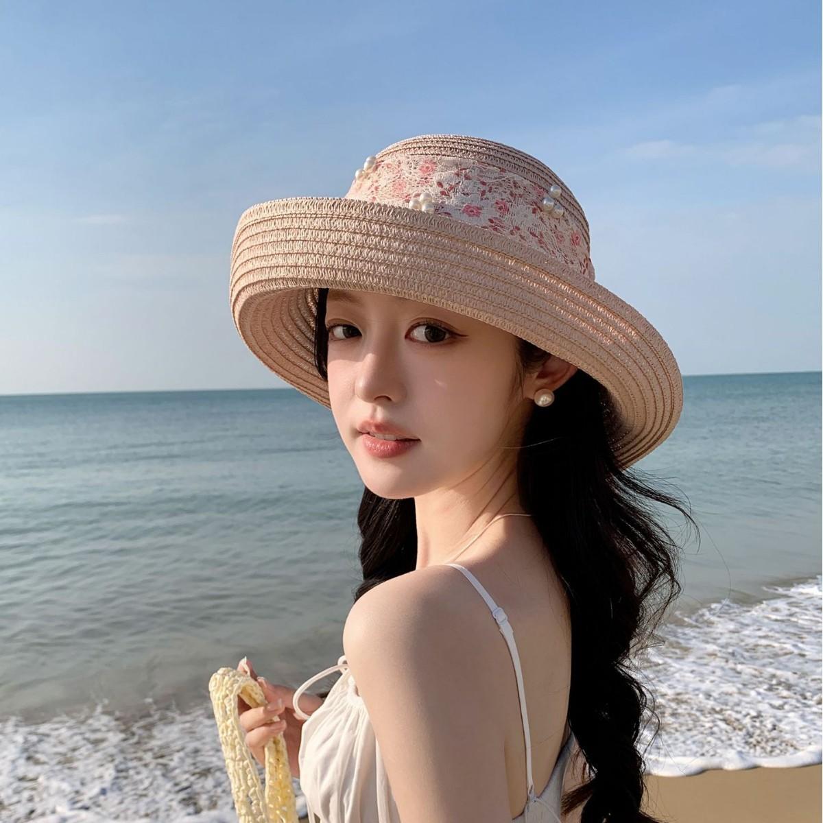 Summer Fisherman S Hat Children S Sunscreen Sun Hat Travel Big Brim Bow Summer Straw Hat Outdoor Leisure Adjustable розовый