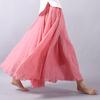 Women's Cotton Linen Maxi Skirts Double Layer Boho Elastic High Waist Pleated A-Line Flowy Swing Long Maxi Skirts Elastic Waist Long Skirt for Women