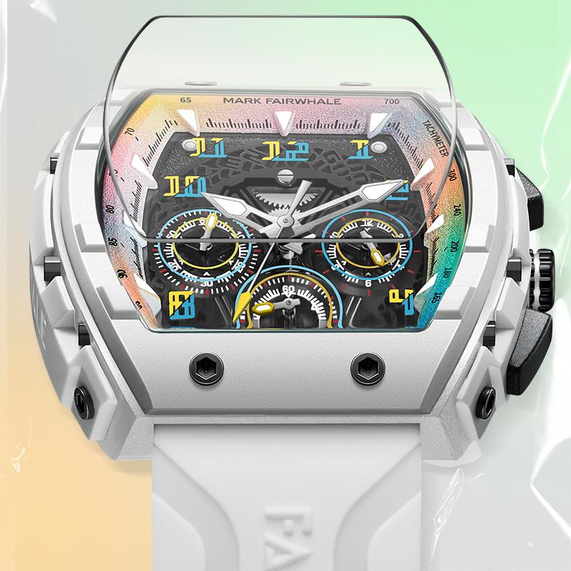 Mark Fairwhale Fashion Men's Watches Cool Tonneau Dial Design Waterproof Luminous Multifunctional Quartz Watch For Men