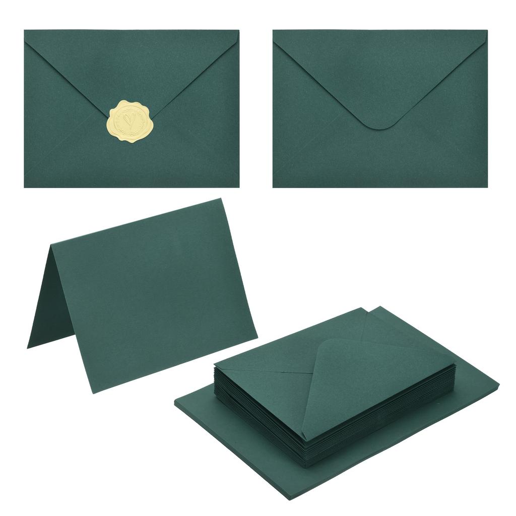 20Sets 4x6 Blank Cards and Envelopes V Flap A6 Envelopes with Cardstock & Gold Stickers for Greeting Cards Wedding Invitations