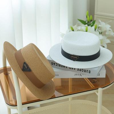 Triangular Standard Straw Hat Women's Elegant Flat Hat Vacation Visor Simple Versatile Casual Top Hat