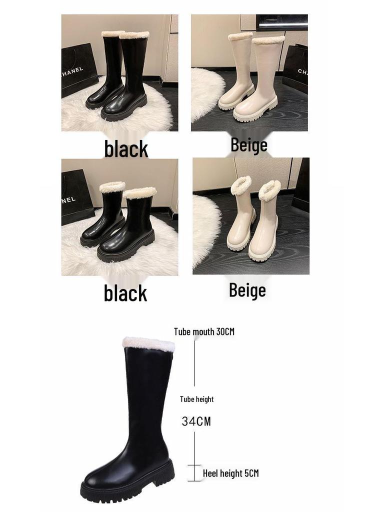 Women's 2025 Knee-High Waterproof Fleece-Lined Slimming Boots - Thick-Soled, Over-the-Knee, High-Top Cotton-Padded Winter Knight Boots.